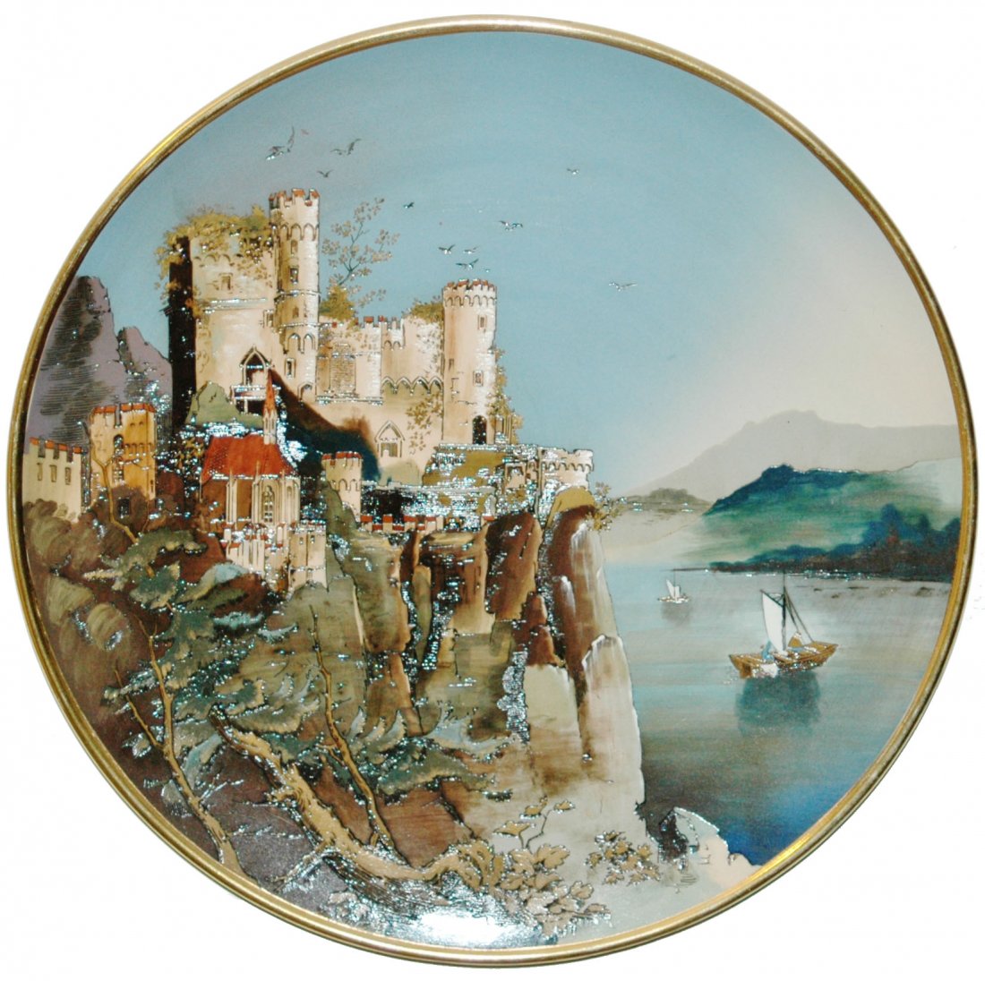 Mettlach Castle Ruins Etched Plaque # 2195 (1 of 1)