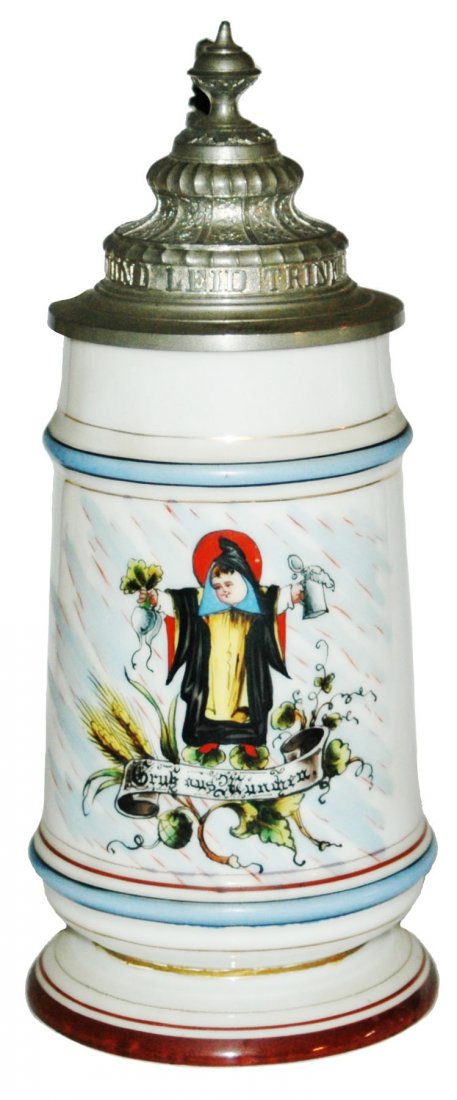 1L Munich Child Porcelain Stein w Fancy Pewter (1 of 1)