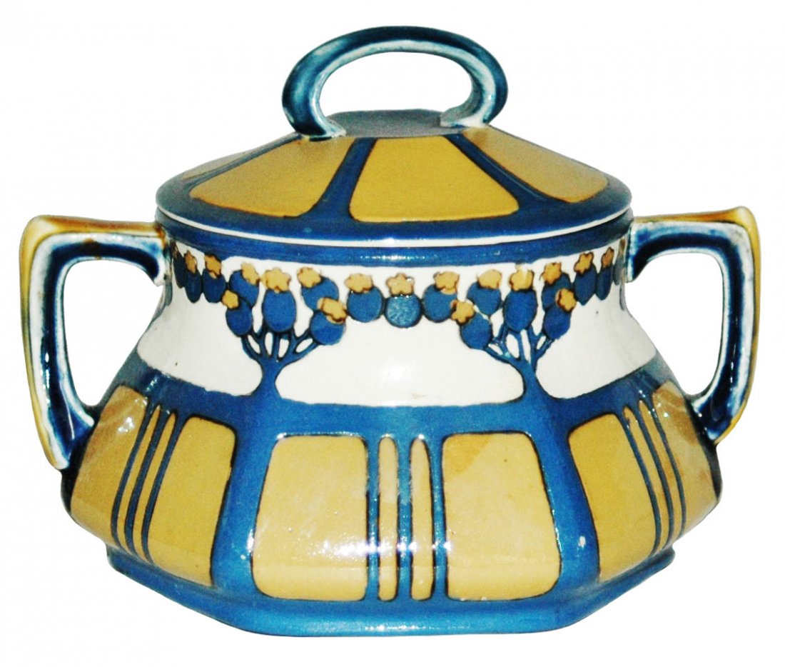 Mettlach Art Nouveau Sugar Pot and Lid (1 of 1)