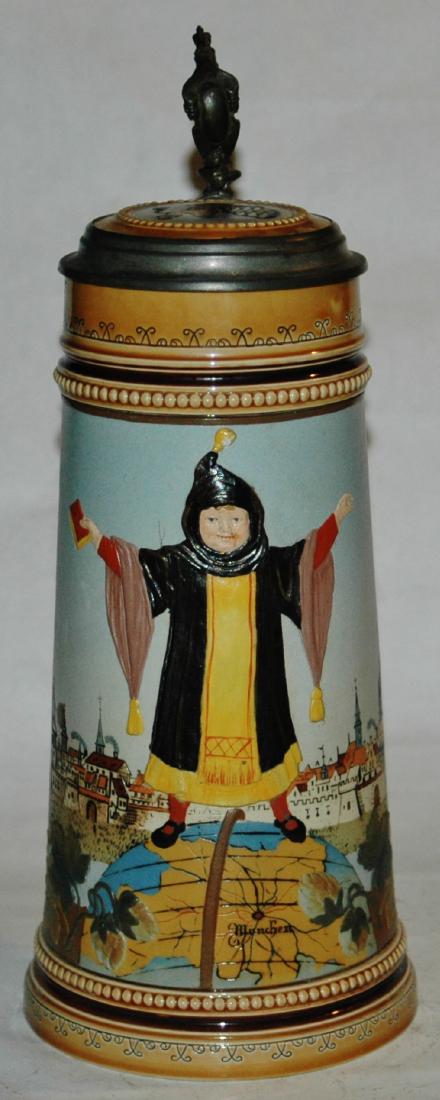 Mettlach 1L Munich Child on the World & City Stein