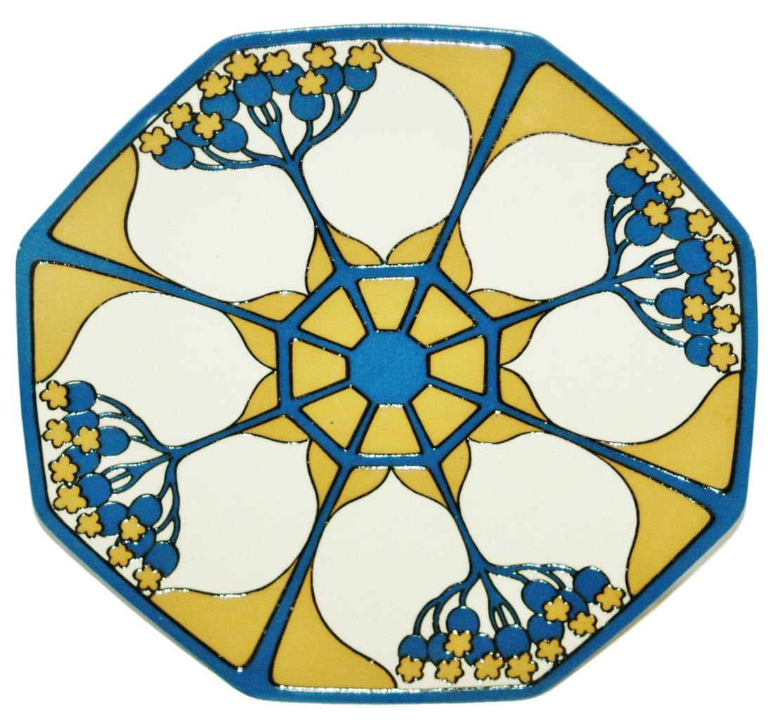 Set of Four Mettlach Art Nouveau 7" Cake Plates: Set of Four Mettlach #3096 Etched 7” Cake Plate. Art Nouveau design from dinnerware set. All mint.