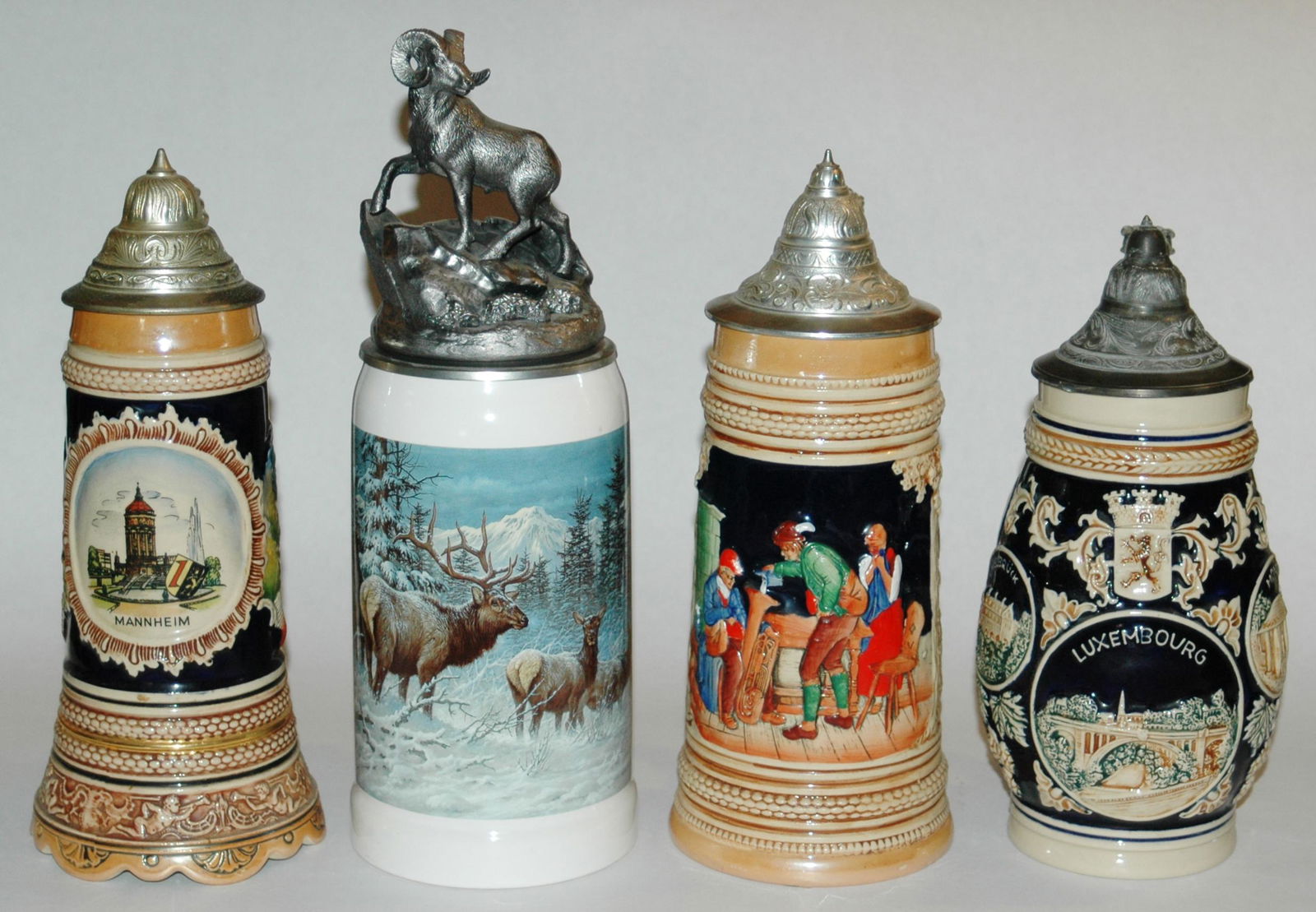 Lot of Four Steins  Three 1L and one 12L