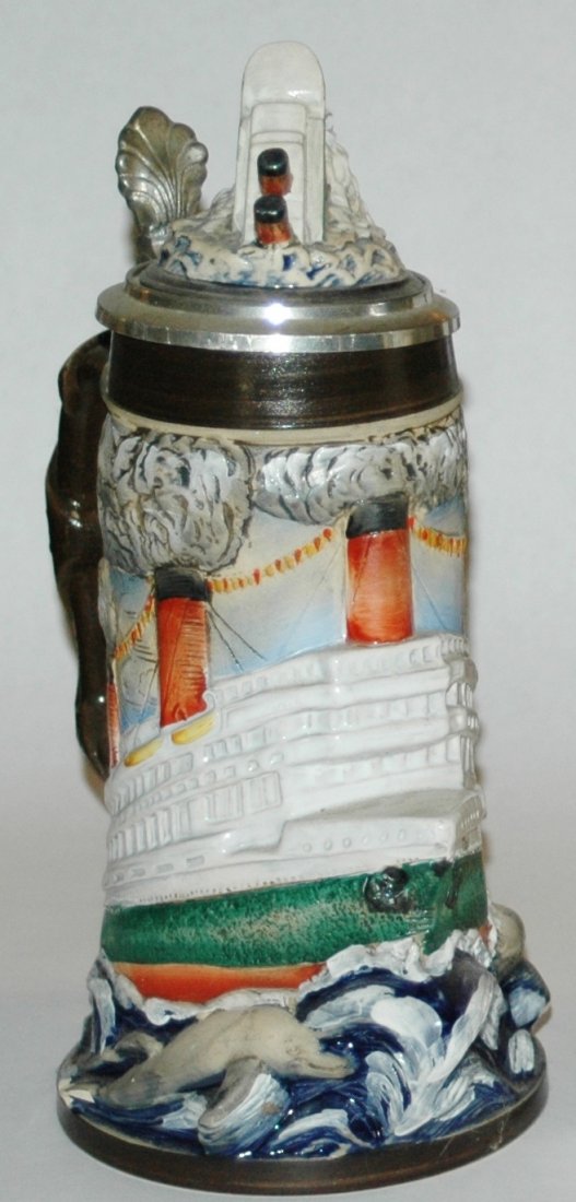 1L Sinking of the Titanic stein: Pottery Relief 1L. Sinking of the Titanic. Modern. Mint.