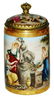 Royal Vienna Hand Painted Stein w Brass Mounts