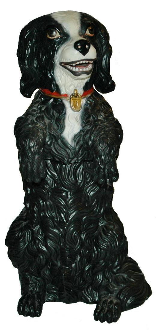 Terracotta Jon Maresch Smiling Dog Tobacco Jar: Terra cotta JM #116 Tobacco Jar 13”. Black dog. Mint.