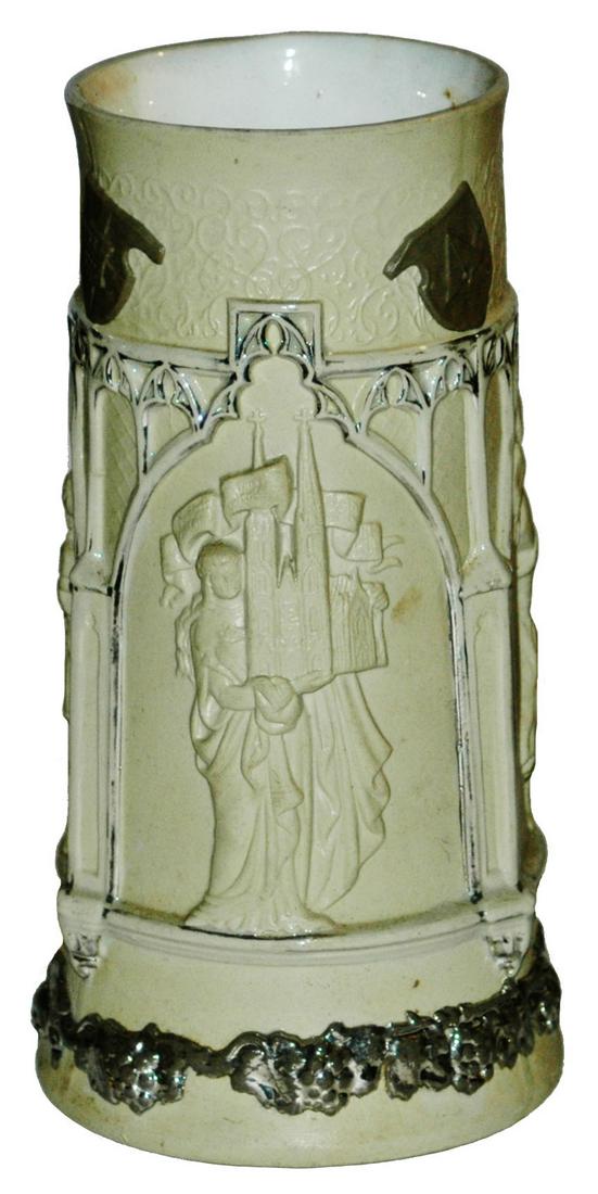 1L Mettlach Earlyware Relief Beaker Koln Cathedral: Mettlach Earlyware Relief 1L Beaker. Koln cathedral. Mint.