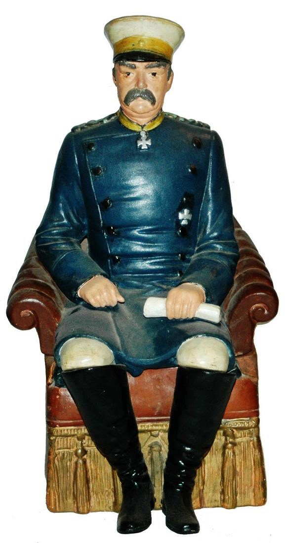 Terracotta Otto von Bismark Bernard Block Tobacco: Terracotta BB #154 Tobacco Jar. Otto von Bismarck in uniform. Very good condition.