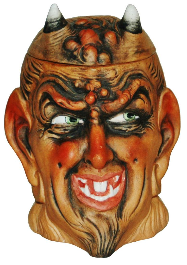 Bohne 1/4L Devil Character Tobacco Jar: Character 1/4L Tobacco Jar. Bohne Porcelain. Devil. Mint.