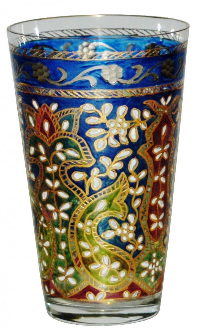 Fritz Heckert Gilded Transparent enamel Beaker: Blown Glass Fritz Heckert 3 3/4" Transparent enamel Beaker