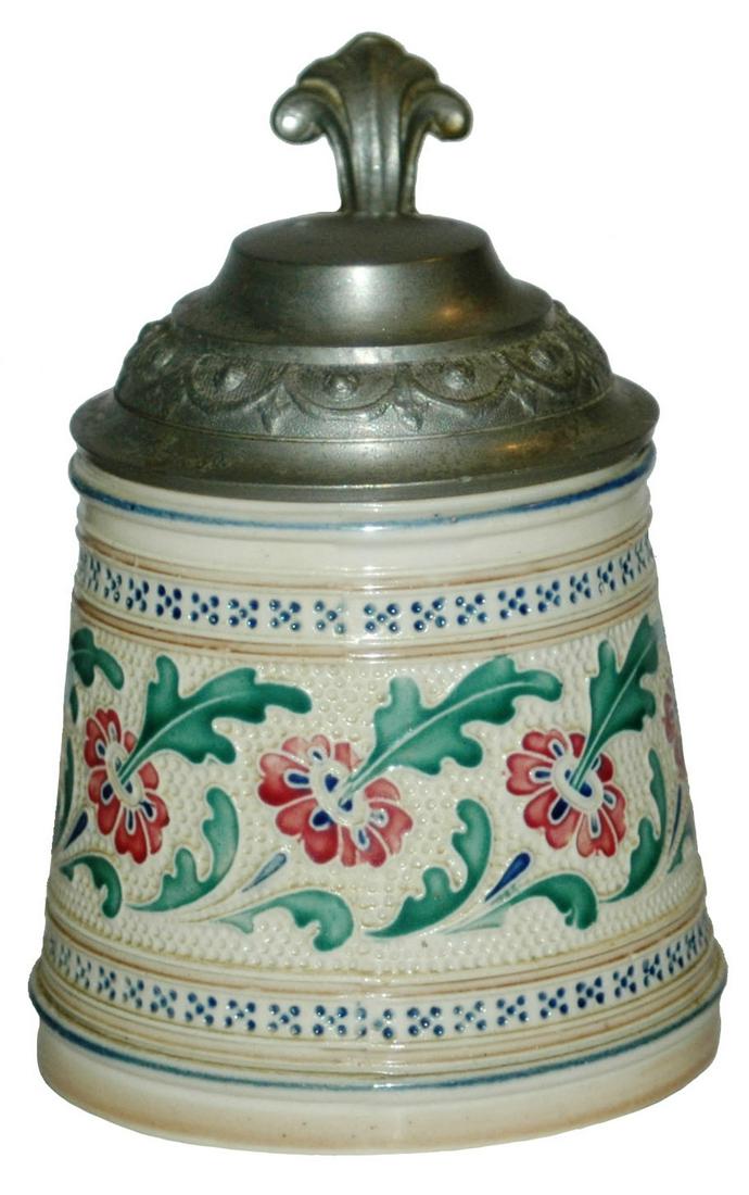 Mettlach 1/4L Mosaic Floral Stein (1 of 2)
