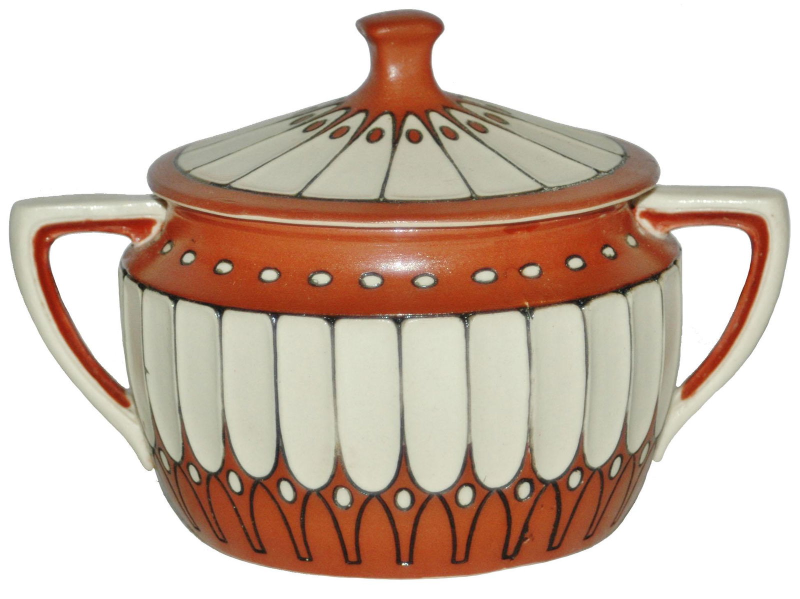 Mettlach Art Deco Two Handled Covered Bowl (1 of 1)