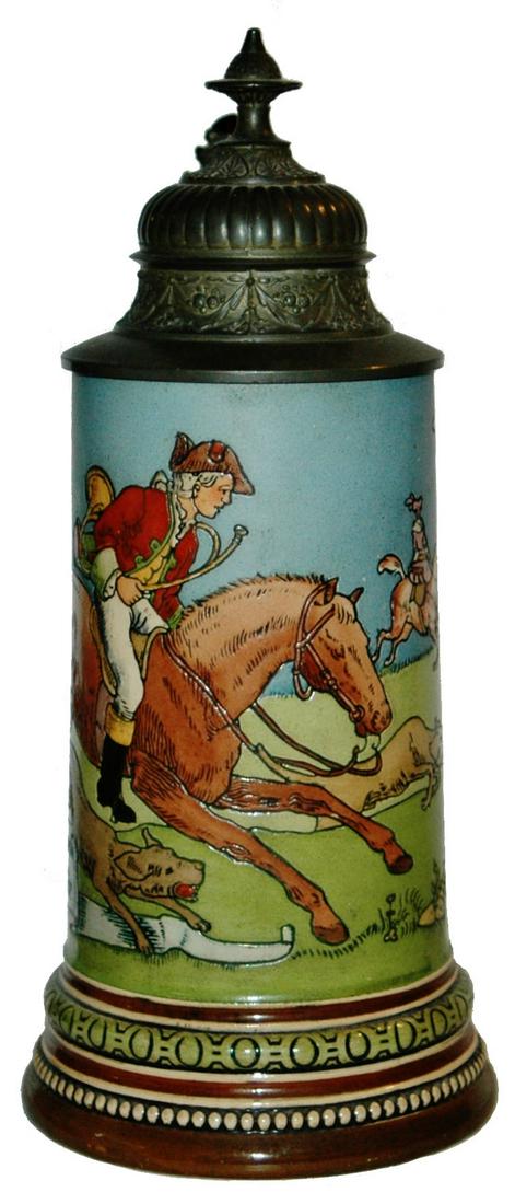 HR Etched Fox Hunt Scene Men on Horseback Stein