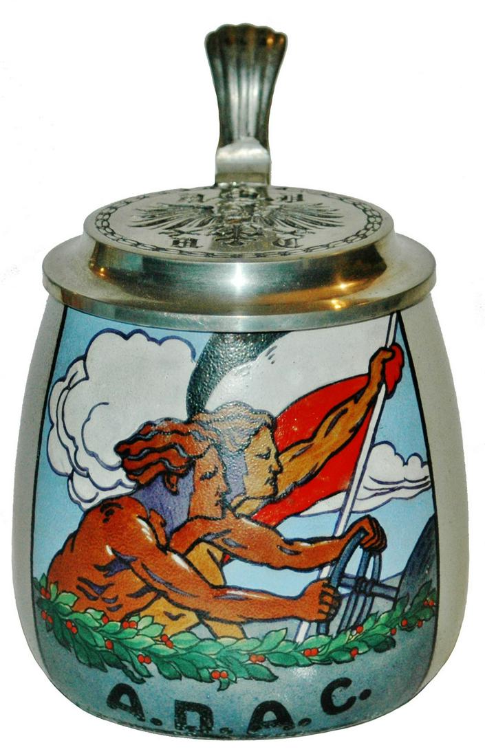 German Automobile Club Stein w Pewter Logo Lid (1 of 4)