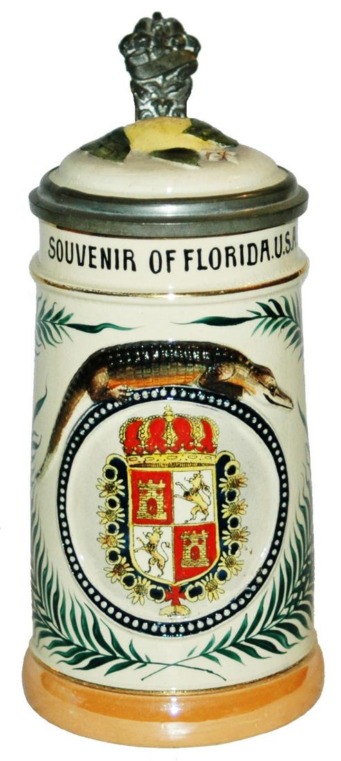Florida Souvenir Stein w Alligator Handle & Shield (1 of 5)