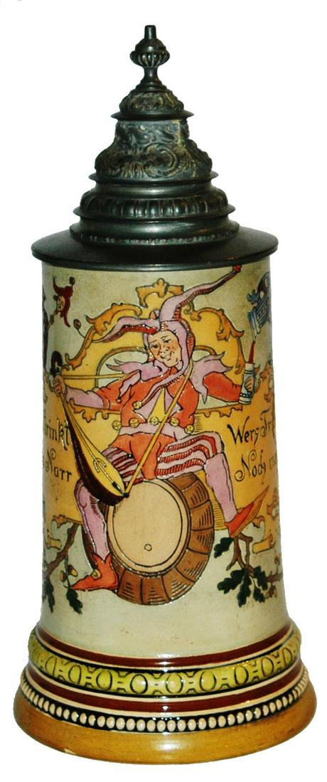 HR Etched Musician Jester on Barrel Stein (1 of 4)