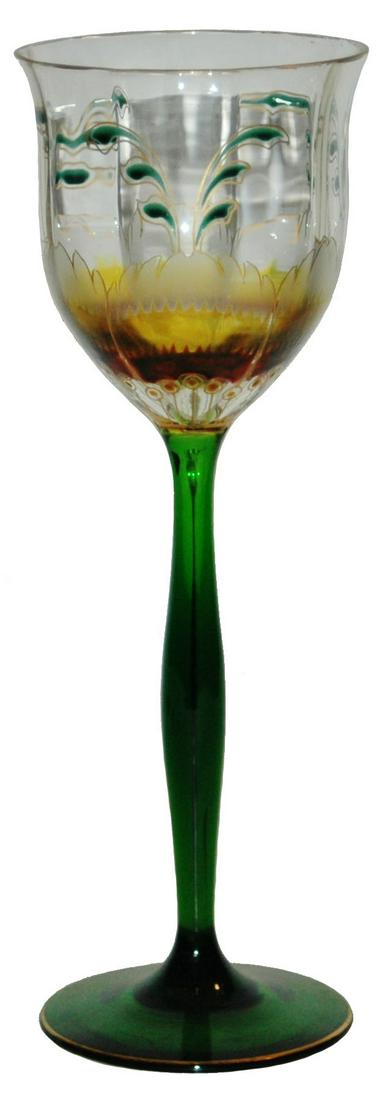Art Nouveau Theresienthal Enamel Stem Goblet (1 of 2)