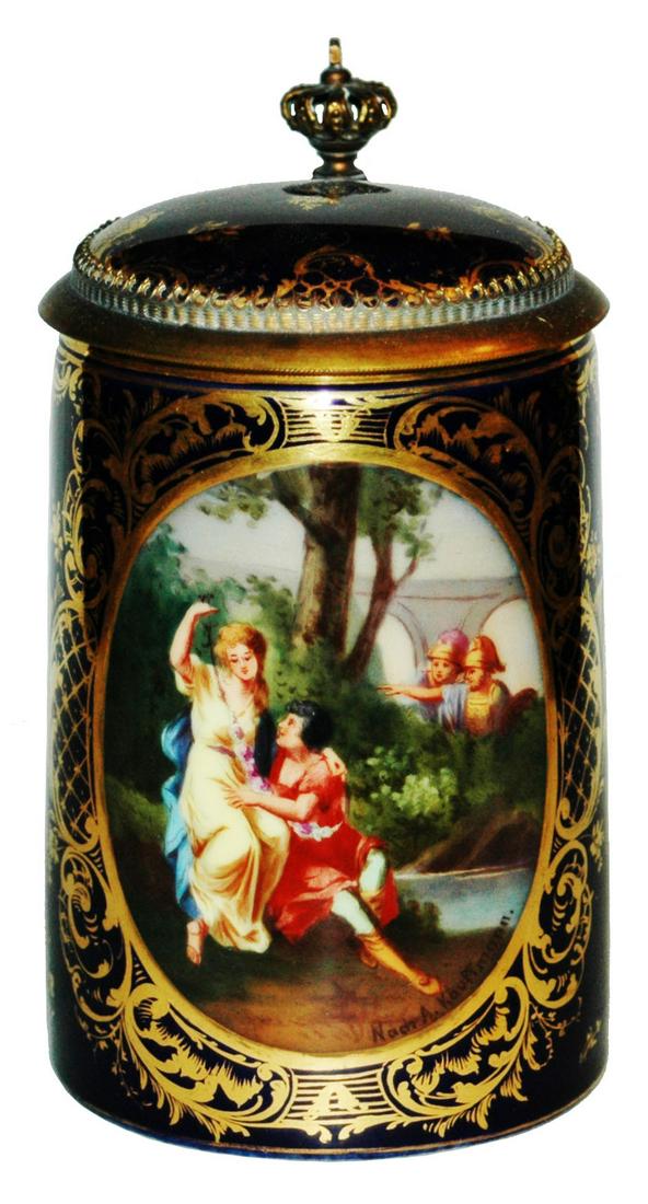 Gilded Royal Vienna Romans & Couple Stein & Lid (1 of 5)