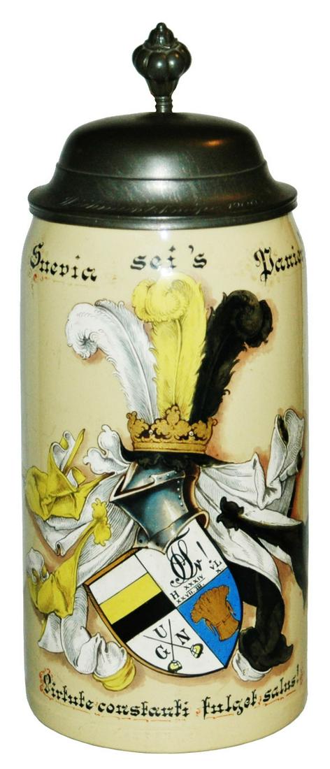 1L Mettlach Dueling Fraternal Student Shield Stein (1 of 3)