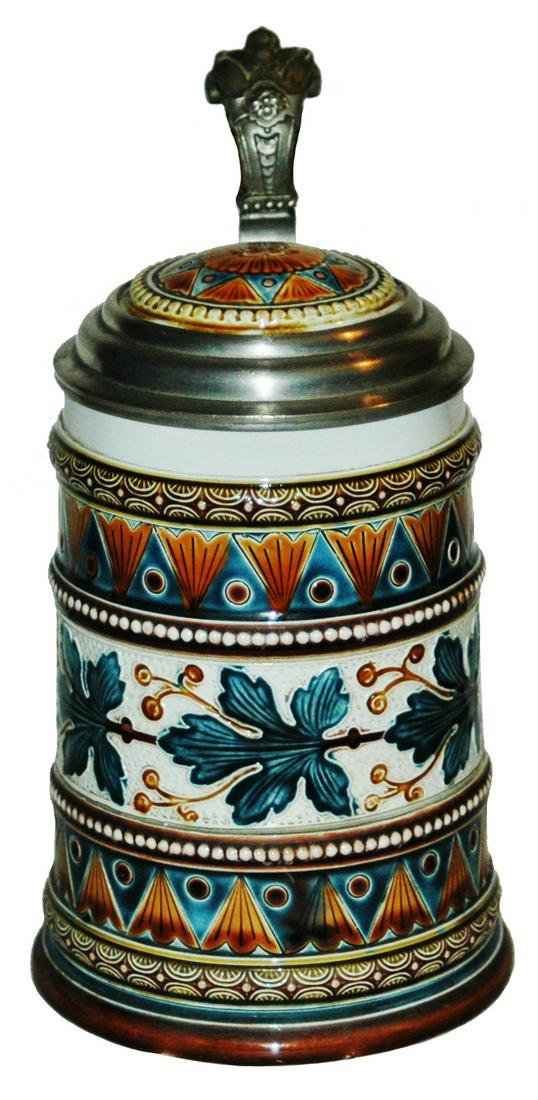 Mettlach Mosaic Floral Stein w Matched Inlay (1 of 4)