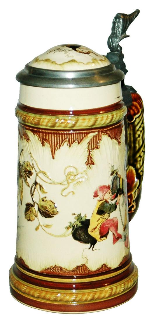 Mettlach 3/10L Drinking Dwarfs w Mandolin Stein (1 of 3)
