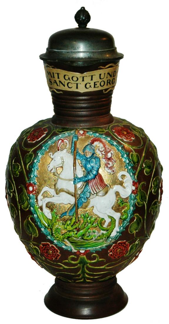 4L Mettlach St George Slays a Dragon Big Stein (1 of 4)