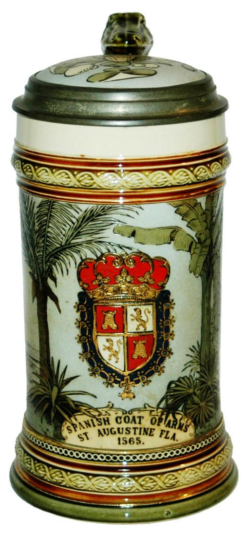 Mettlach St Augustine Alligator Handle Stein (1 of 5)