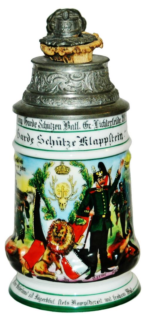 Regimental Stein w Interesting Horn & Helmet Lid (1 of 5)