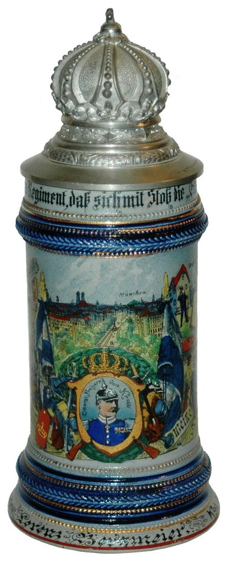 Regimental Stein w Large Crown Lid (1 of 5)