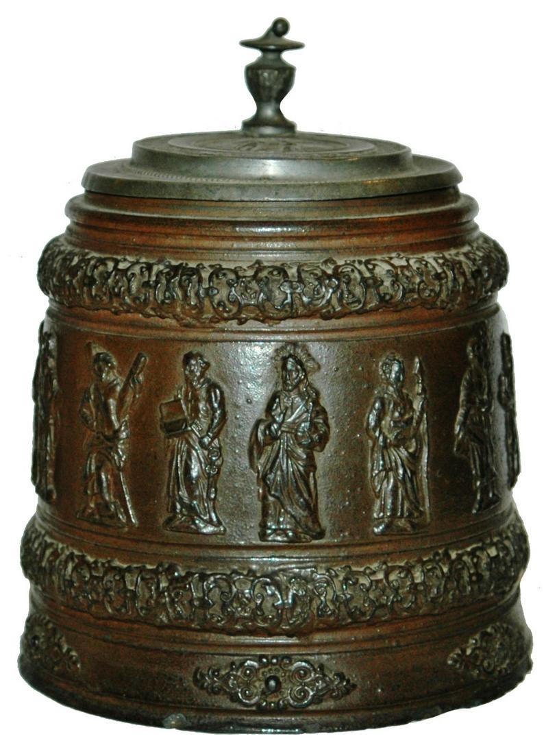 1-1/4L Kreussen c.1650 Applied 12 Apostles Stein (1 of 5)