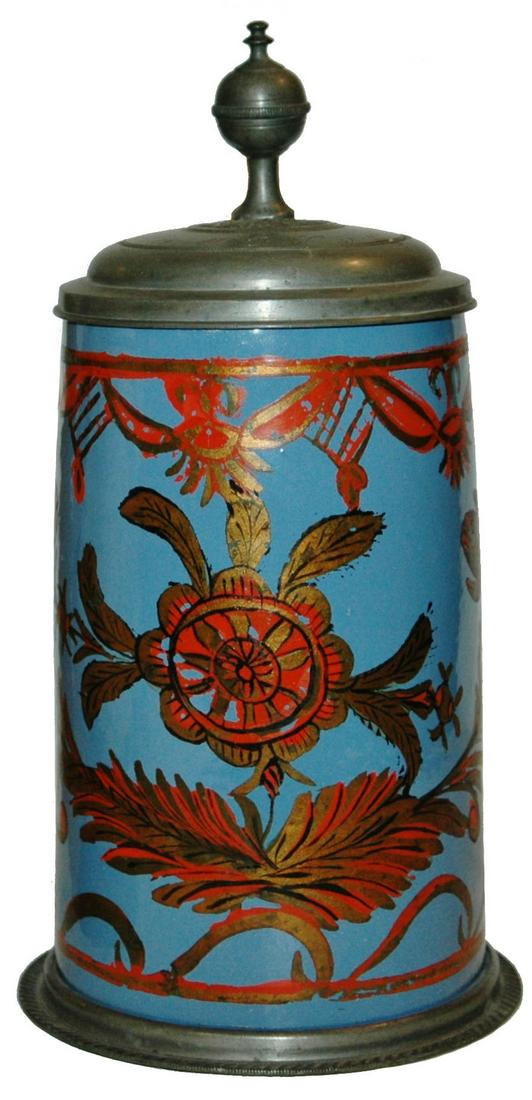 1L Schrezheim Cold Painted Floral Faience Stein (1 of 5)