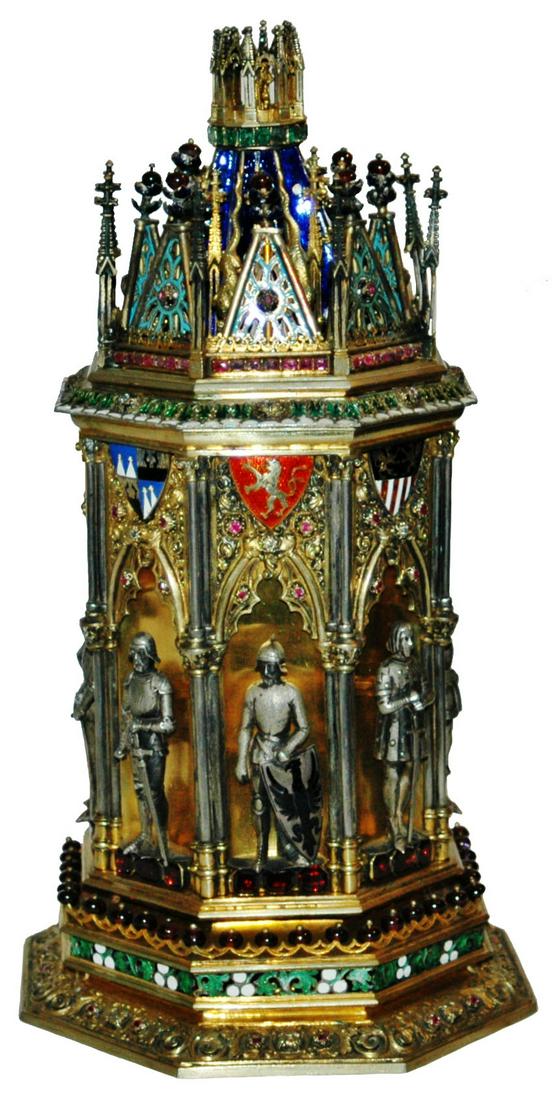 Amazing Russian Enamel Silver Jewel Covered Stein