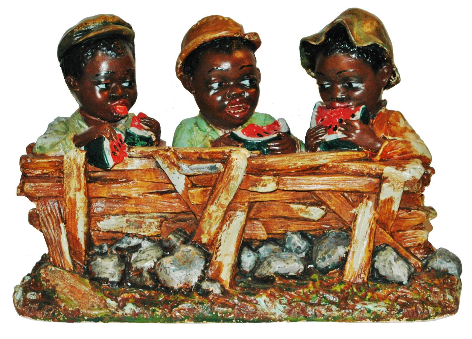 1898 Black Boys & Watermelon Plaster Figure Group (1 of 4)