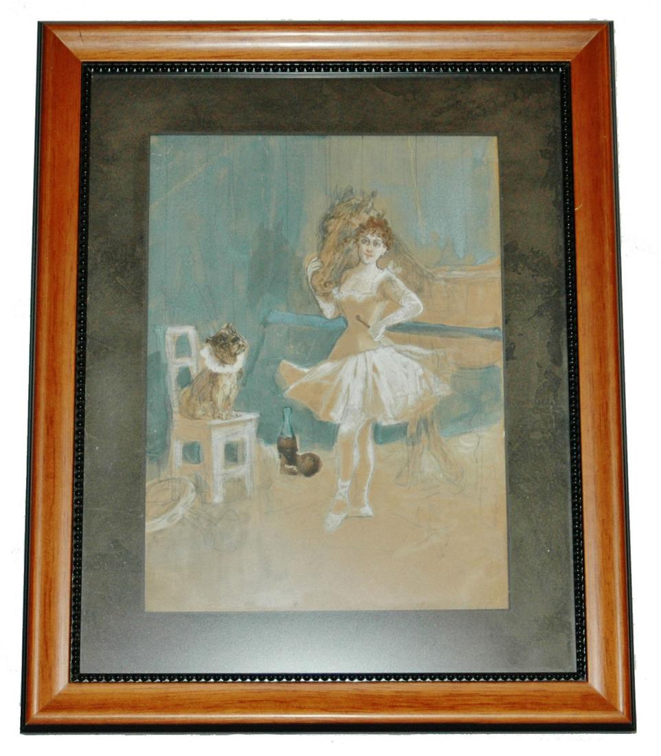 Henrich Schlitt Painting of Ballerina & Dog (1 of 3)