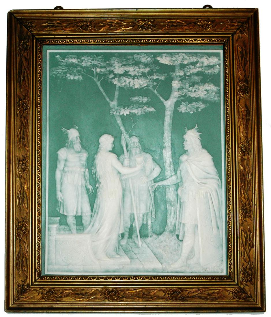 Mettlach Cameo Lohengrin Opera Signed Plaque (1 of 2)