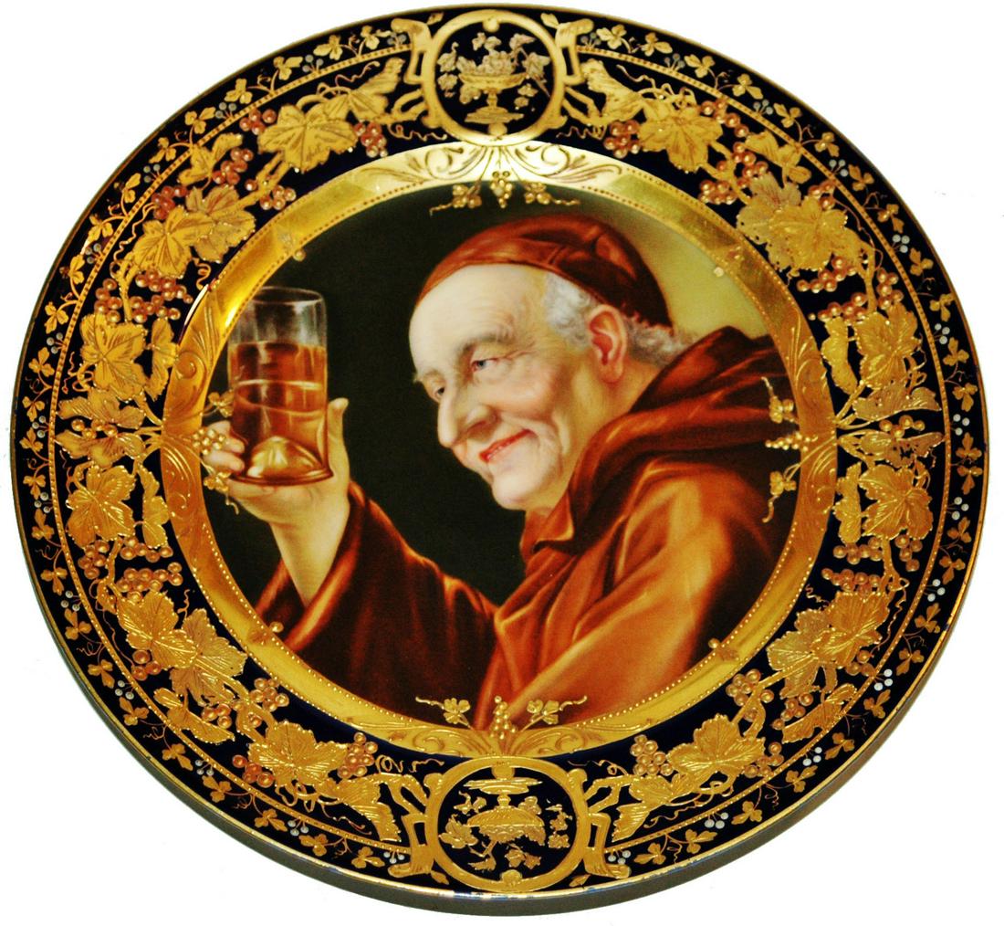 Royal Vienna Monk w Beer  Hand Painted Plate (1 of 2)