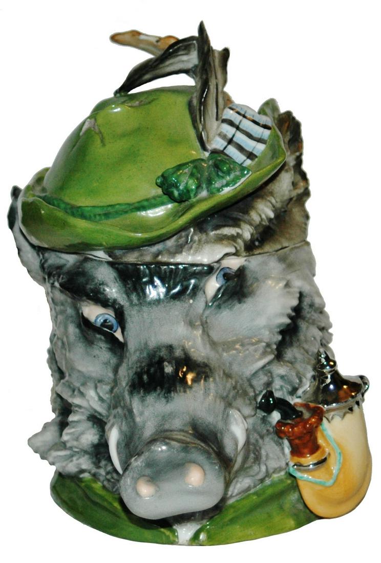 Boar Pipe & Alpine Hat Schierholz Character Stein (1 of 3)