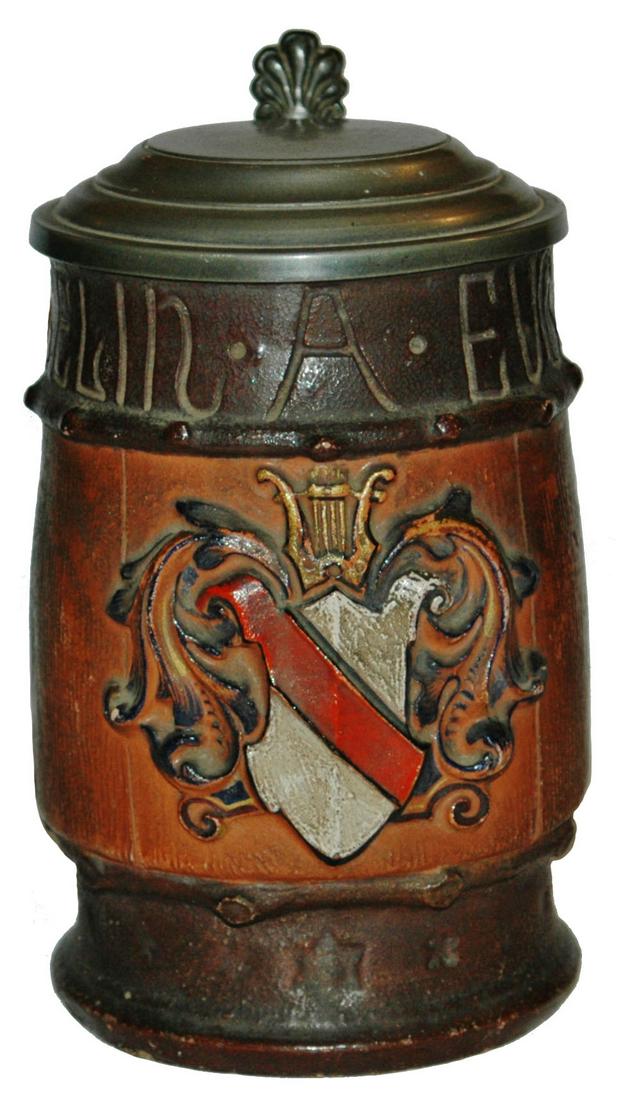 1-1/4L Unusual 1863 Dated Stein w Heraldic Shield (1 of 4)