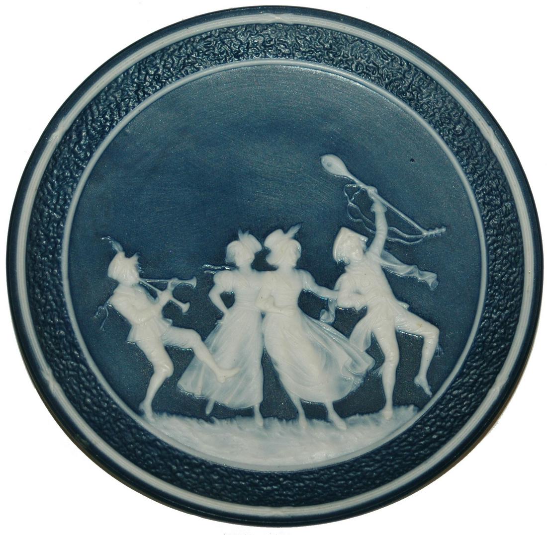Mettlach Cameo Plaque Group w Flute Player March (1 of 1)