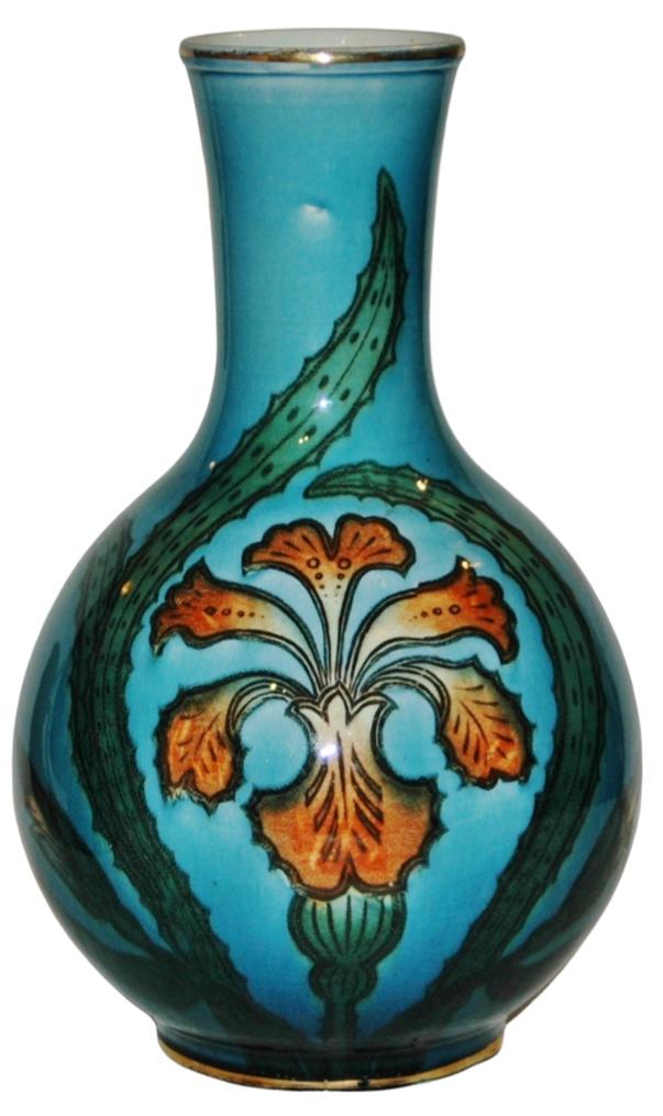 Mettlach Uncommon Iris Floral Vase 10-1/2" (1 of 2)