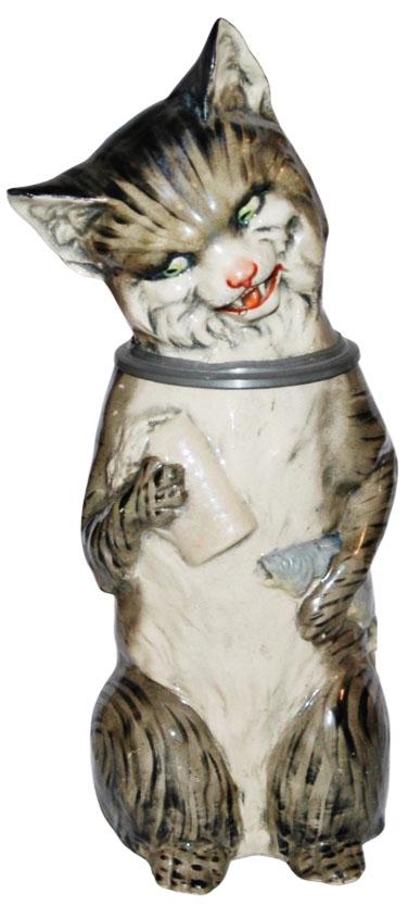 Knogen1L  Cat w Fish & Stein Character Stein (1 of 4)