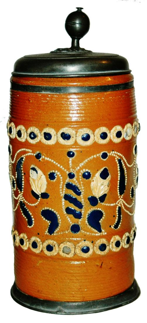 1737 Altenburg Stoneware Stein w Pearle Work (1 of 4)