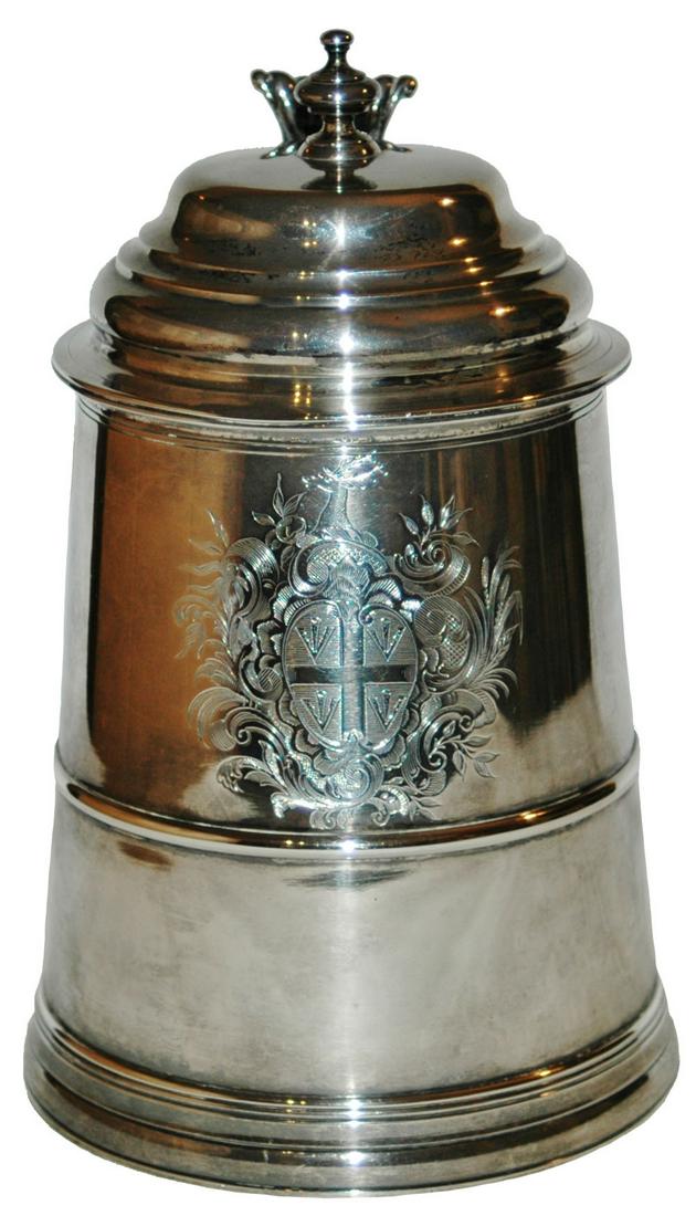 1L Colonial Silver Tankard 2 lb Engraved Shield c. 1780 (1 of 8)