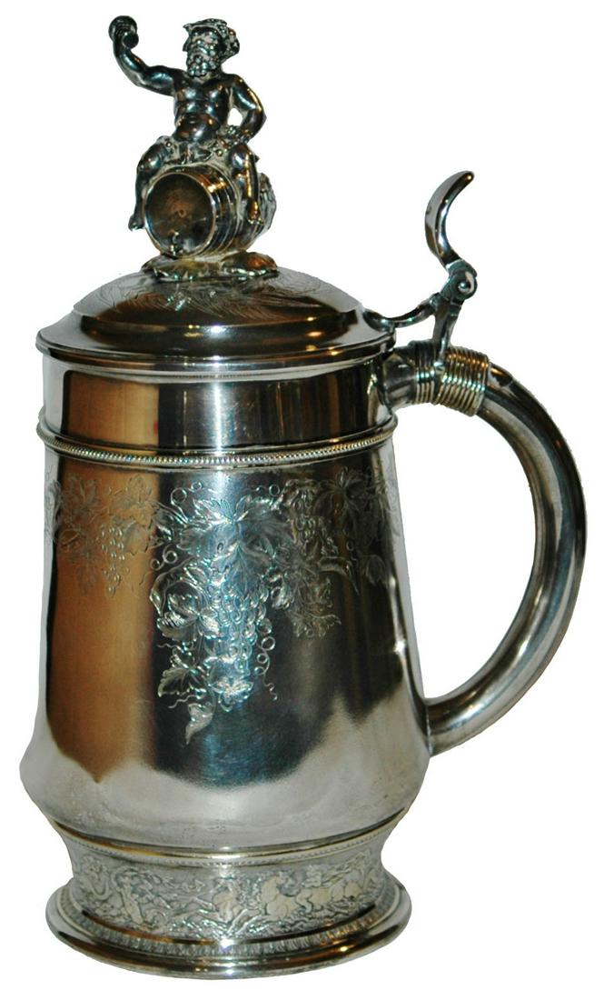 1L Engraved Gorham Silver Stein w 3D Cherub Finial (1 of 6)