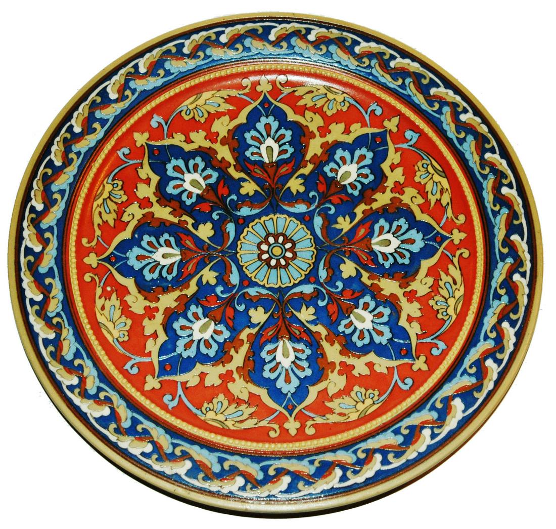 Mettlach Etched Mosaic Floral Design Plaque (1 of 1)