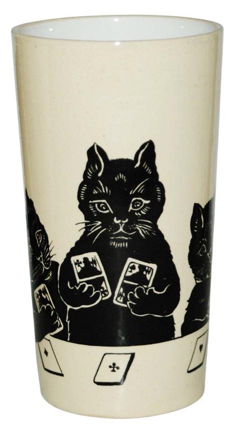 Mettlach Silhouette of Cats Playing Cards Beaker (1 of 1)