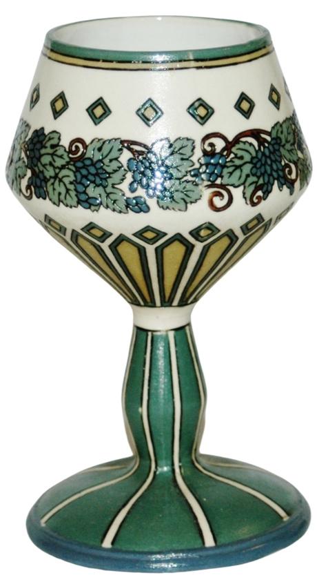 Mettlach Goblet Art Nouveau Floral Design: Mettlach #3361 Etched 5” Goblet. Art Nouveau floral design. Mint.