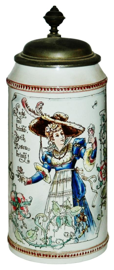 1L Mettlach Barmaid w Big Hat Stein (1 of 4)