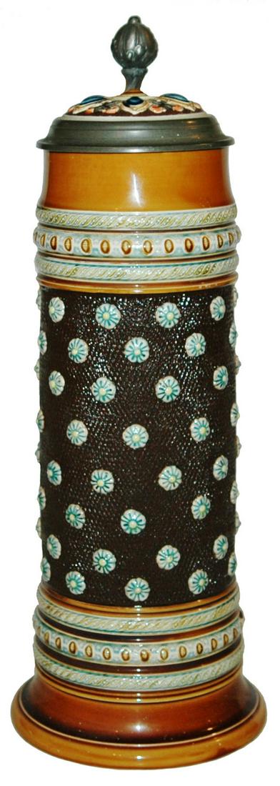 Mettlach Rosette Design Stein w Inlay Lid (1 of 4)