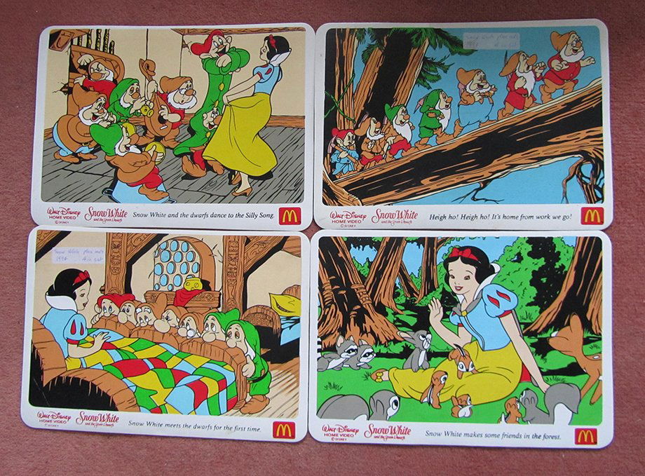 4 Snow White Movie Placemats from  McDonalds  1994. (1 of 5)