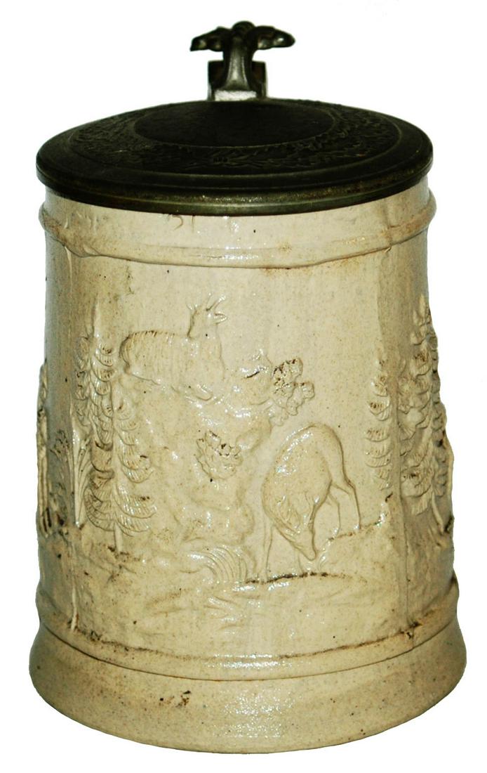 Stags & Hunters Wrap Around Scene Stoneware Stein (1 of 4)